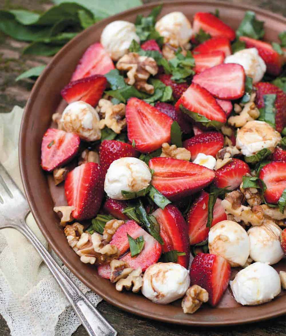 strawberry basil caprese salad