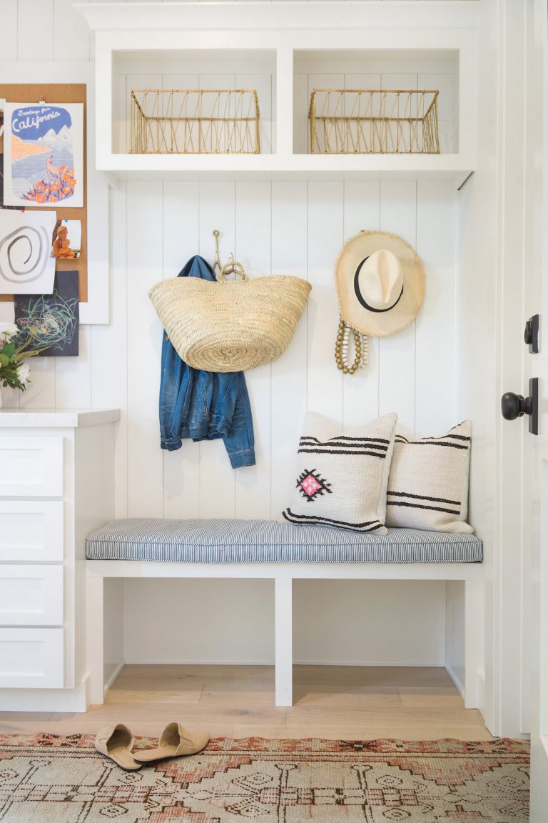 classic mudroom with clever storage and built ins