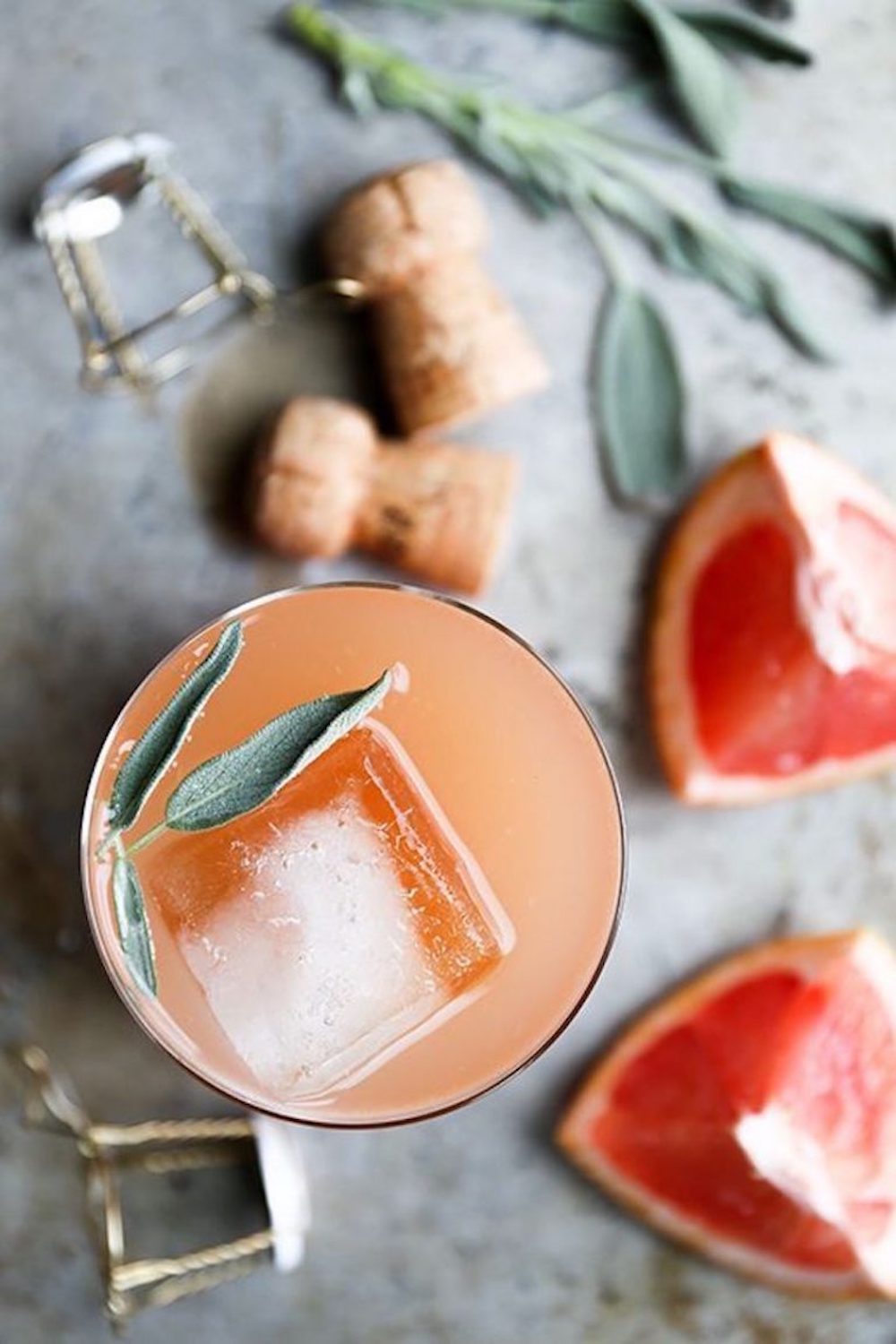 grapefruit and sage champagne cocktail -- the floating kitchen