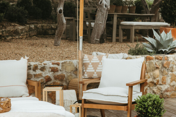 Backyard porch furniture.