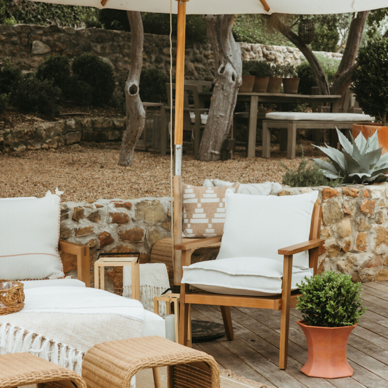 Backyard porch furniture.