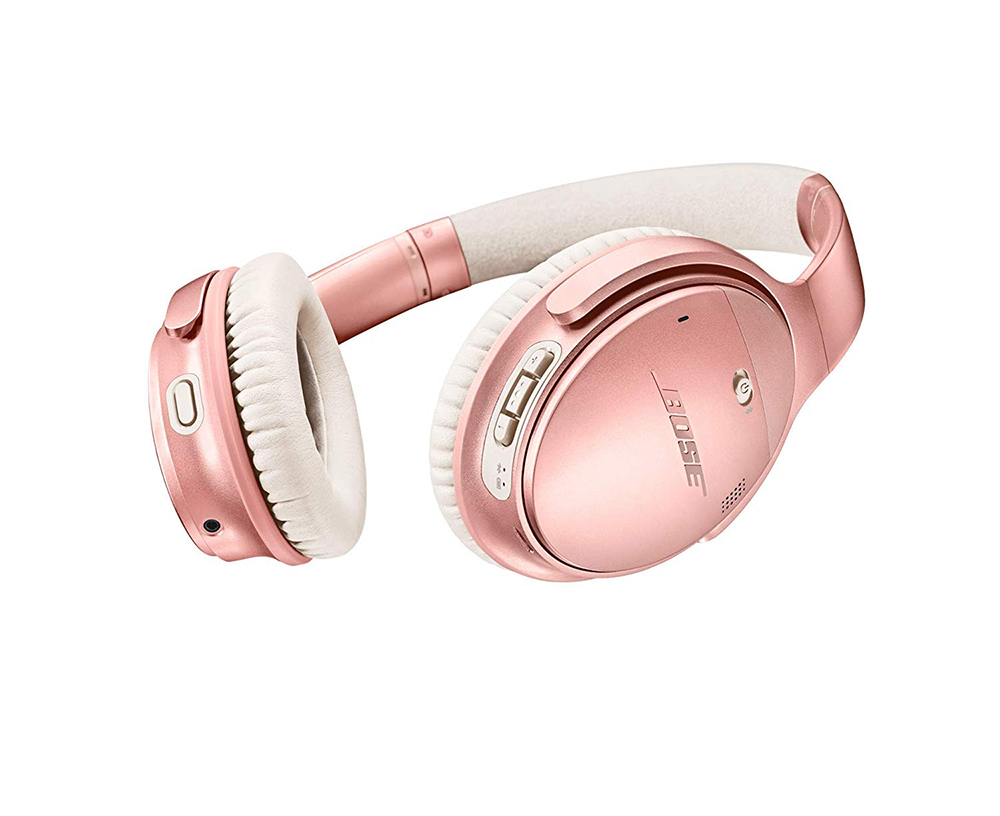 Bose QuietComfort Noise Cancelling Headphones Tune out crying babies, next door parties, or anything else you need to with Bose's top rated noise cancelling headphones (bonus points for the fun rose gold option).