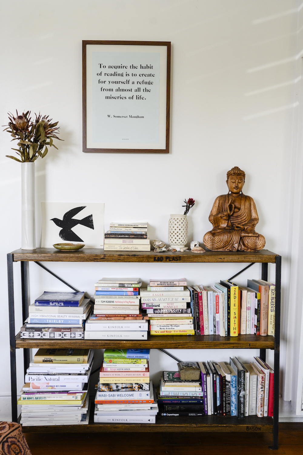 Ally Walsh, Canyon Coffee, bookshelf at home in LA