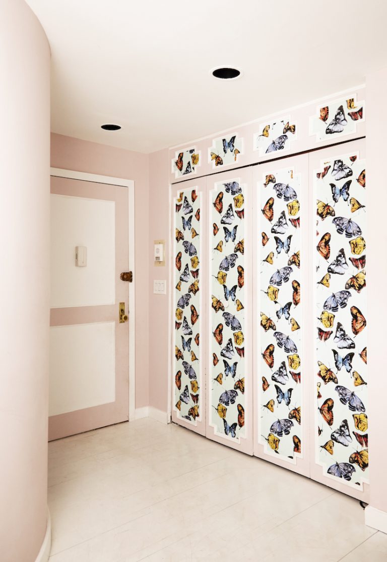 statement making entryway with bold wallpaper