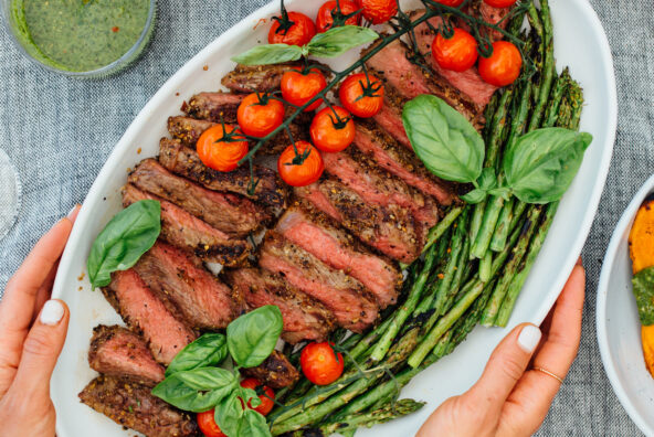 grilled steak plated