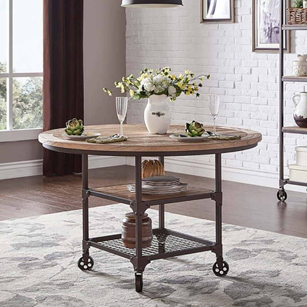 Round Industrial Dining Table