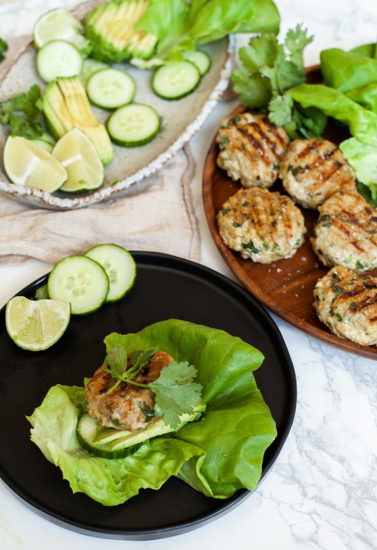 Easy Recipe for Asian Spiced Chicken Burger in Lettuce Wrap Gluten Free, Paleo, Whole 30