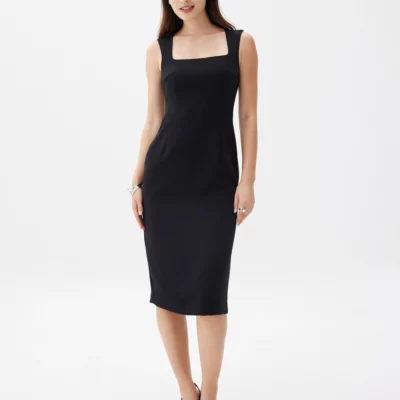 Dahlia Square Neck Pencil Midi Dress