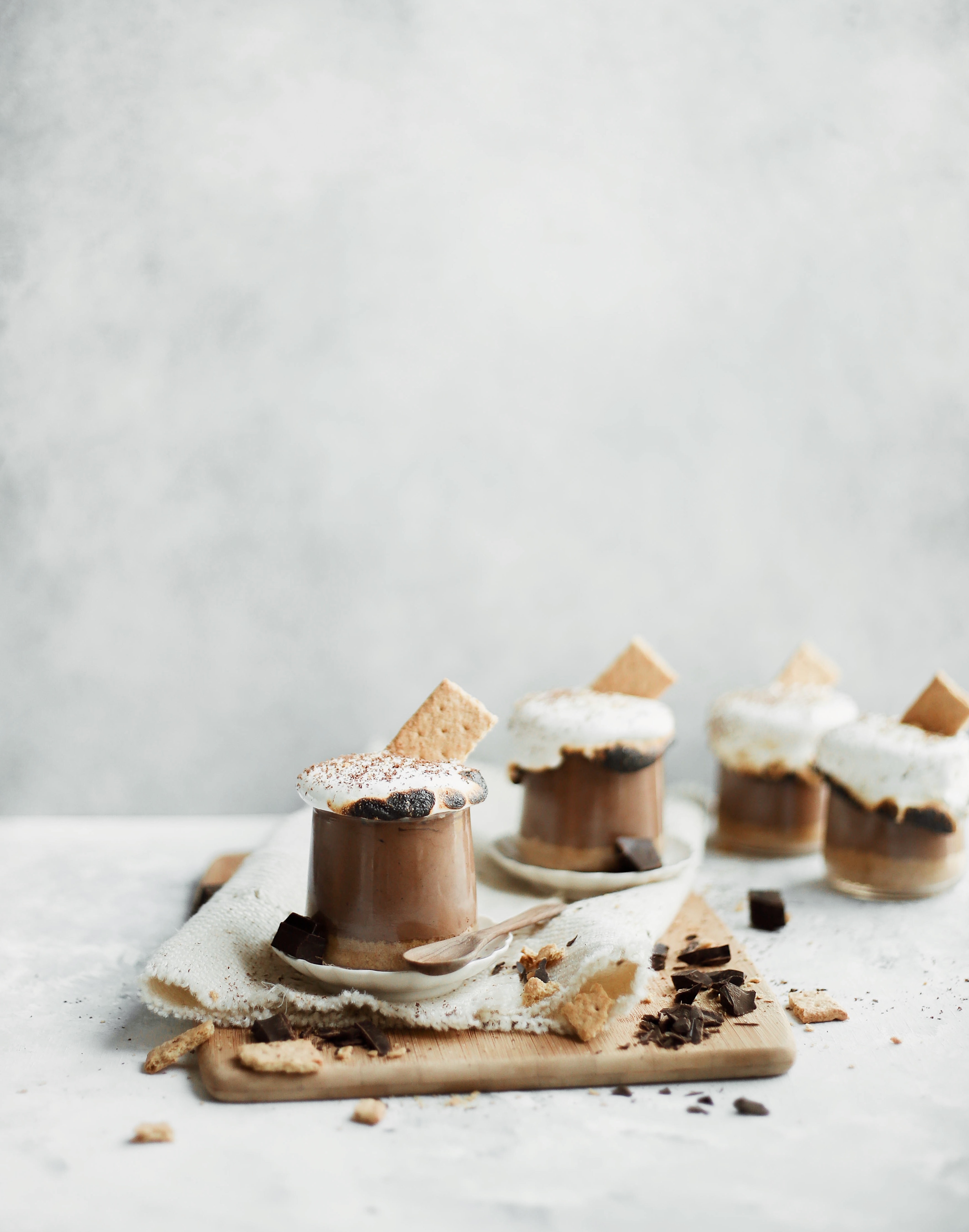 chocolate mousse s'mores in a cup