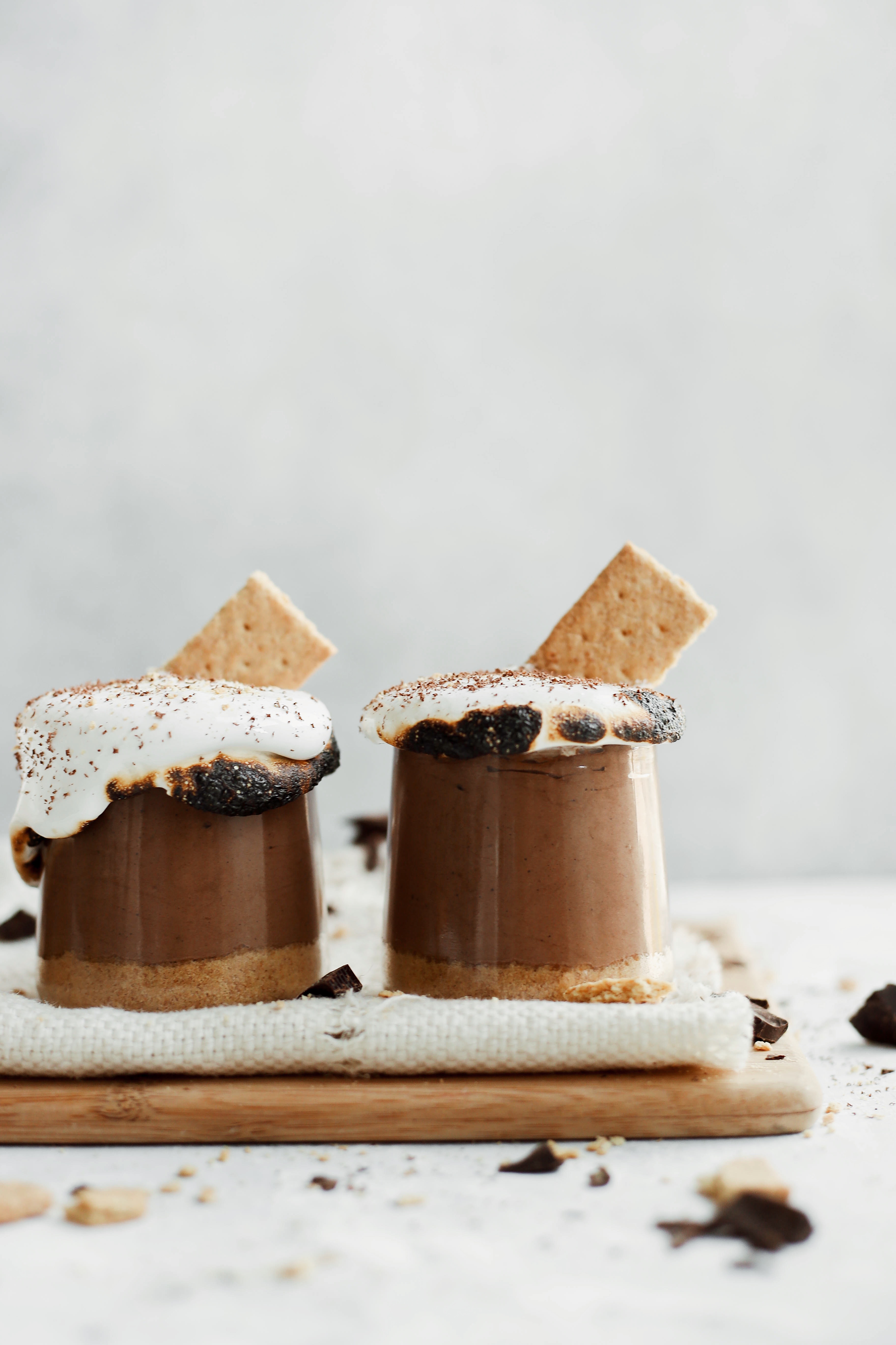 chocolate mousse s'mores in a cup