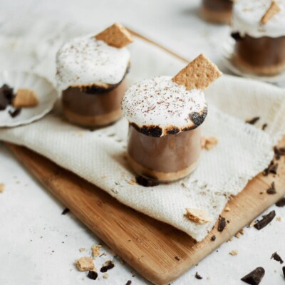 chocolate mousse s'mores in a cup