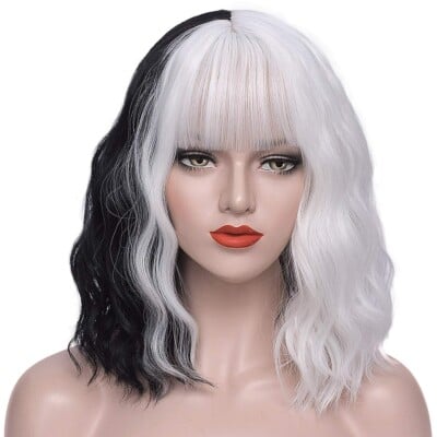 black and while cruella wig