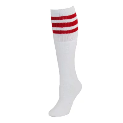 tall white socks with red stripe