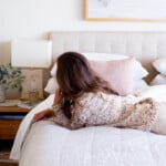 camille styles restful bedroom, textured sheets