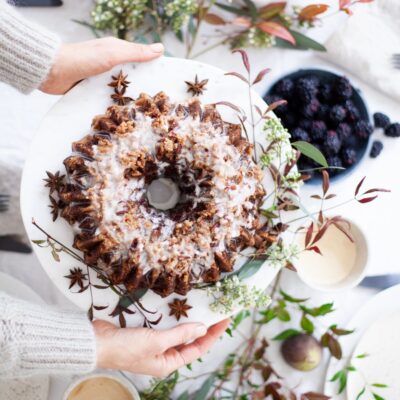 gingerbread bundt cake with streusel topping