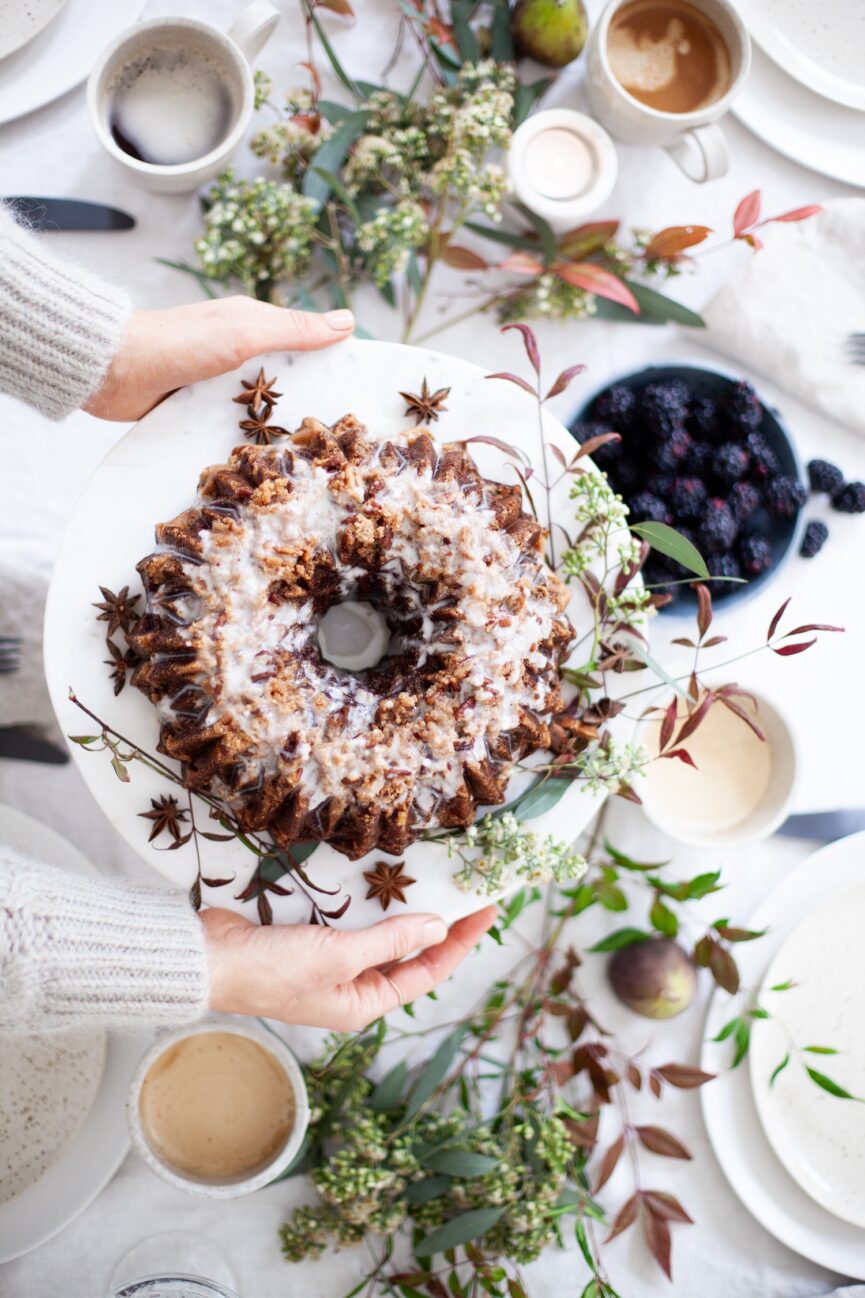 gingerbread bundt cake with streusel topping