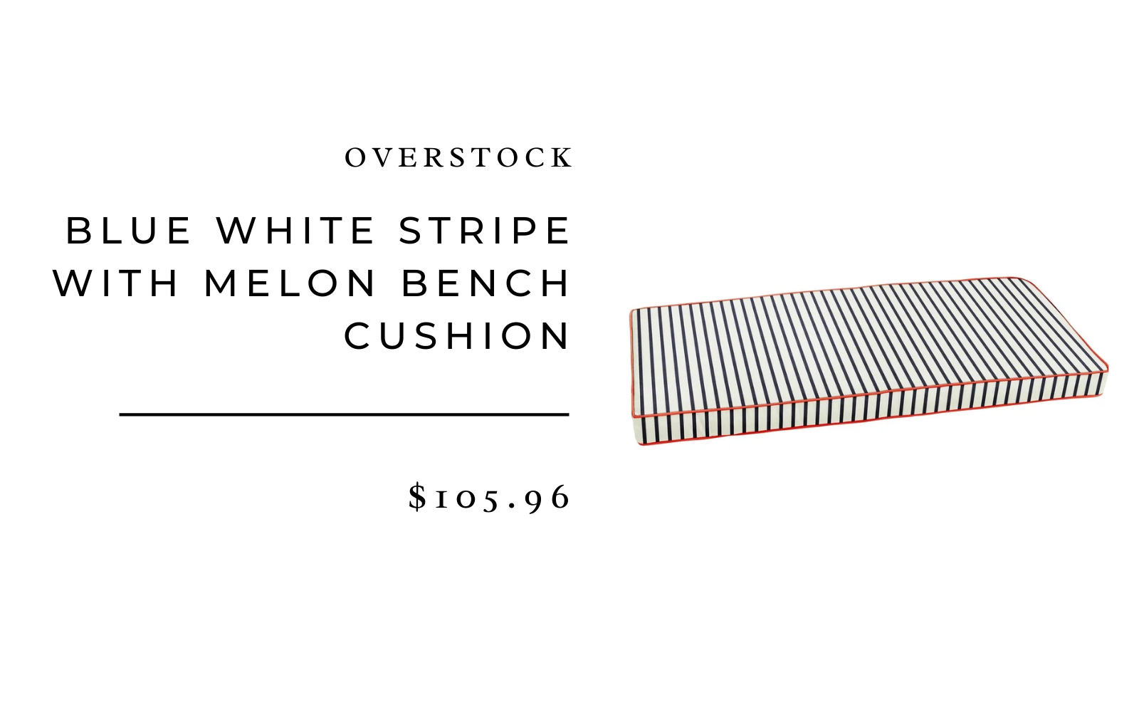 white stripe with melon bench cushion overstock