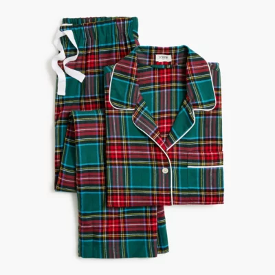 Long-sleeve tartan flannel pajama set