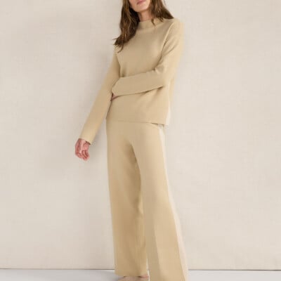 Tuxedo Stripe Funnel Neck Pullover