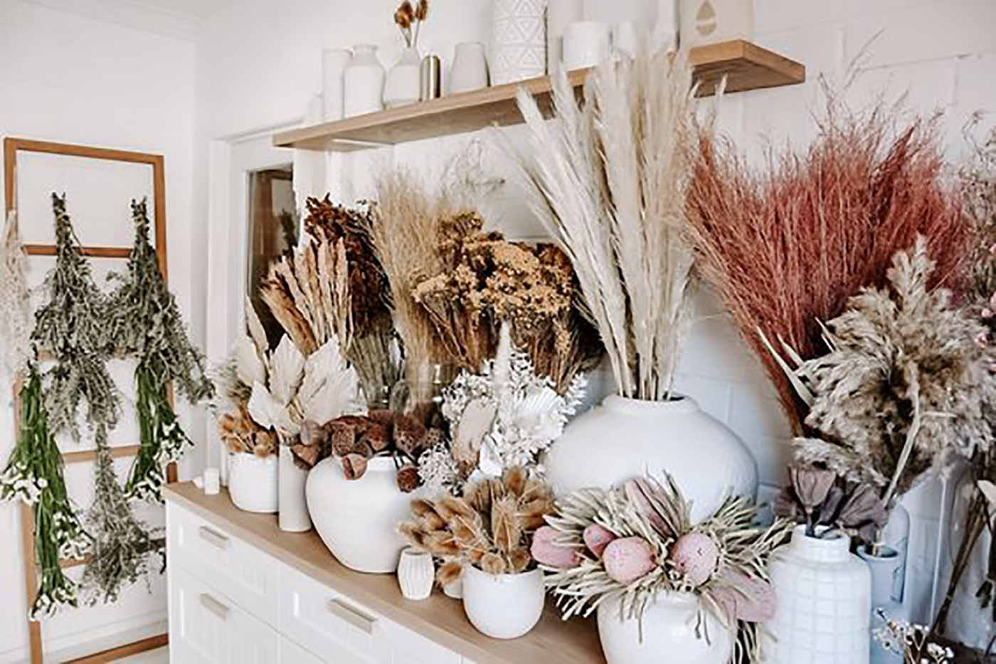 Decorate your space with dried flowers.