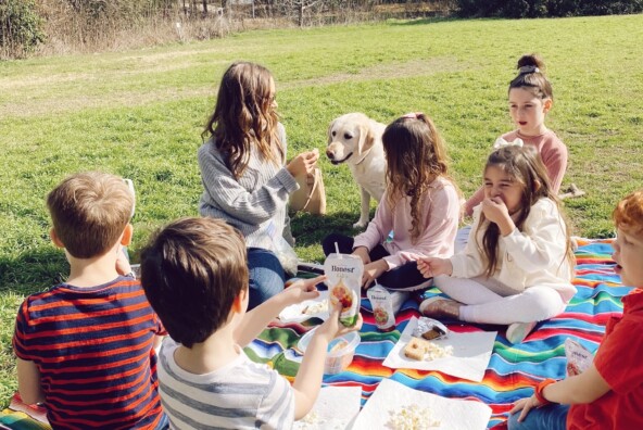 Kids at park with dogs