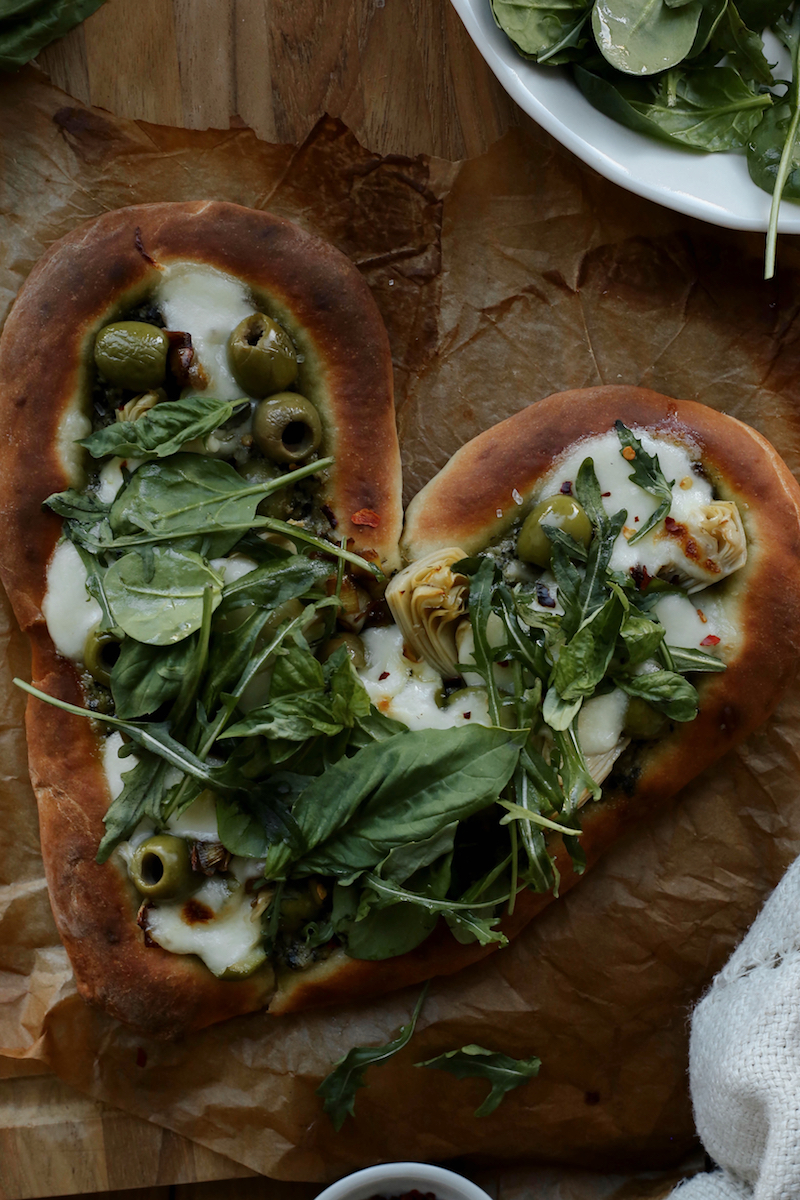 heart shaped mean green pizza