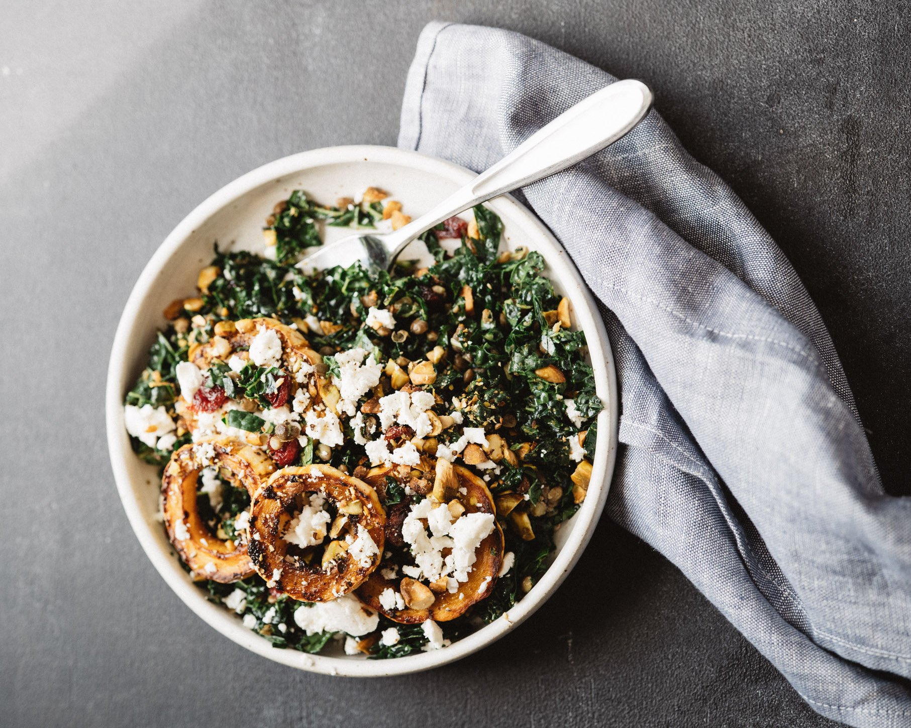 salada de abóbora delicada com pistache