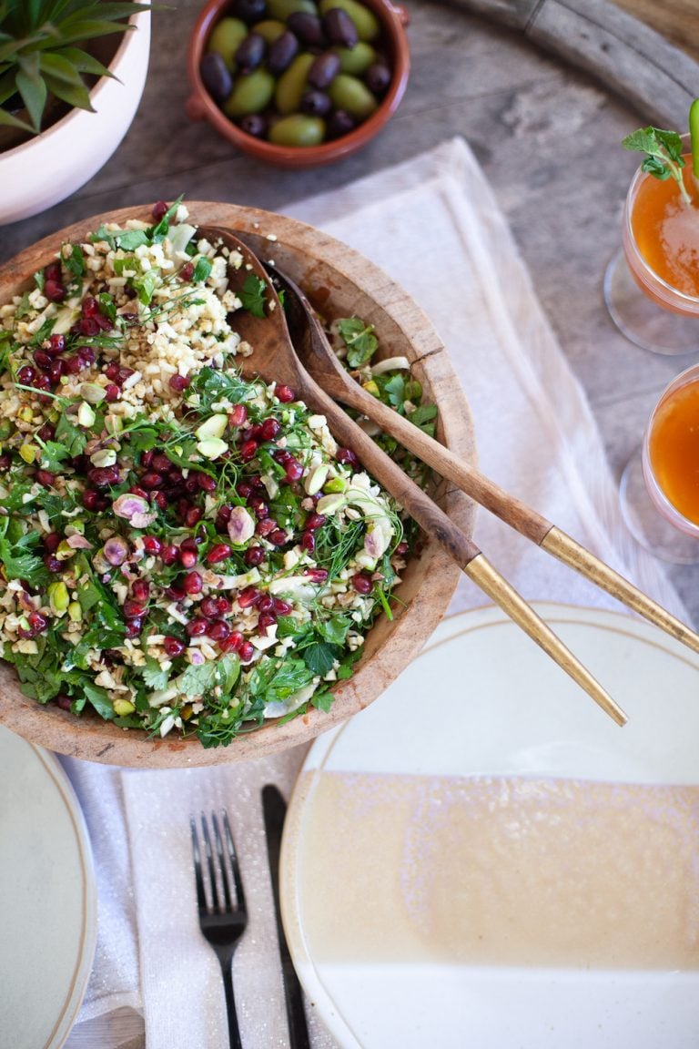 cauliflower tabbouleh recipe for a valentine's date night at home