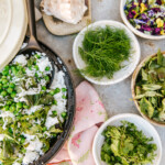 rice with veggies and edible flowers at the home of shelley klein armistead, COO of Gjelina group