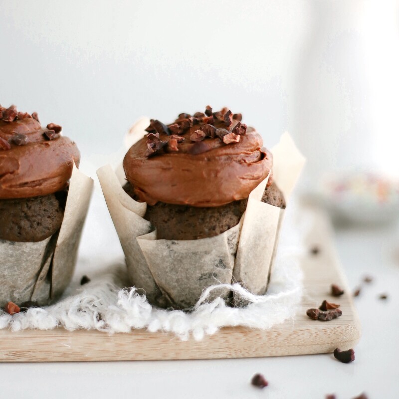 one bowl chocolate chip cupcakes for two