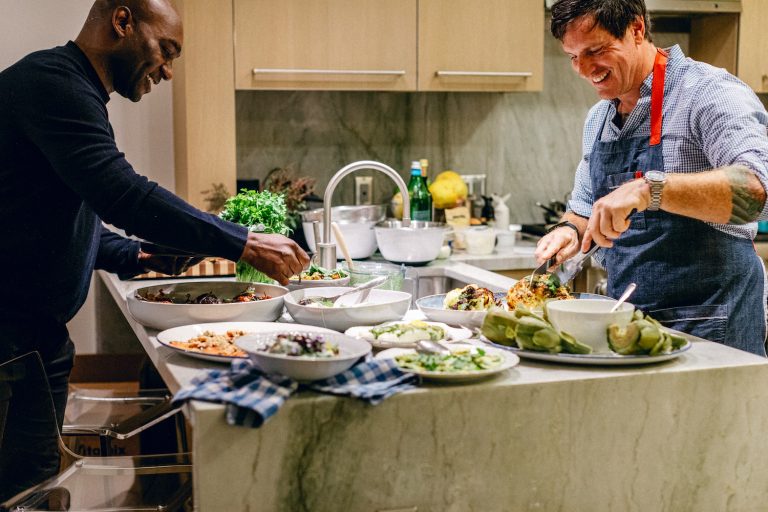 Mediterranean family-style dinner party at Chef Seamus Mullen's house in LA