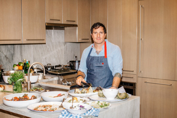 Mediterranean family-style dinner party at Chef Seamus Mullen's house in LA