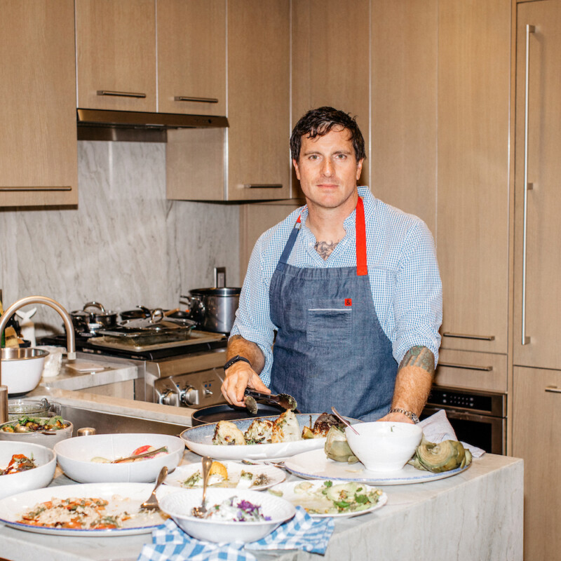 Mediterranean family-style dinner party at Chef Seamus Mullen's house in LA
