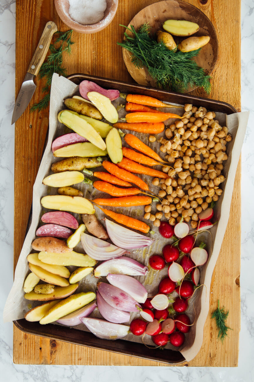 sheet pan veggie bowl ingredients