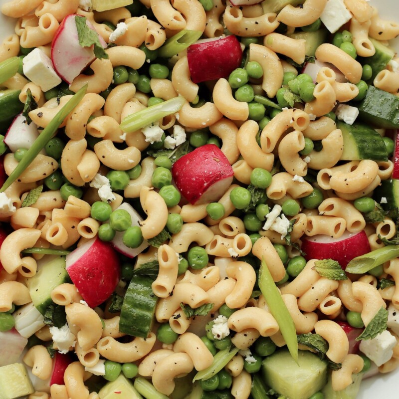 easy summer pasta salad with a miso tahini dressing
