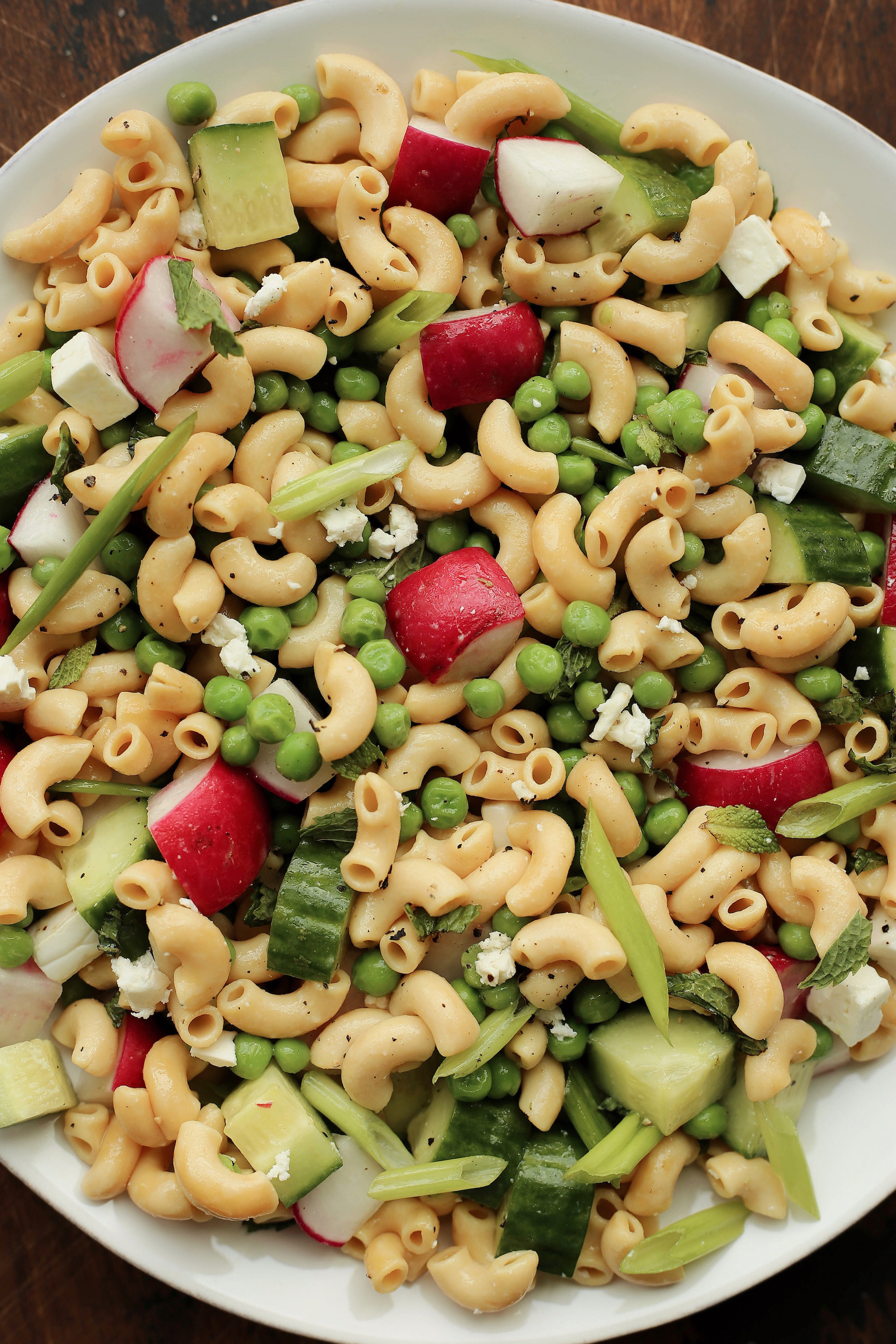 easy summer pasta salad with a miso tahini dressing