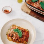 Zucchini lasagna with dairy free mozzarella