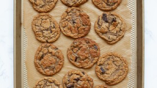 gluten and dairy free chocolate chip cookies on baking sheet