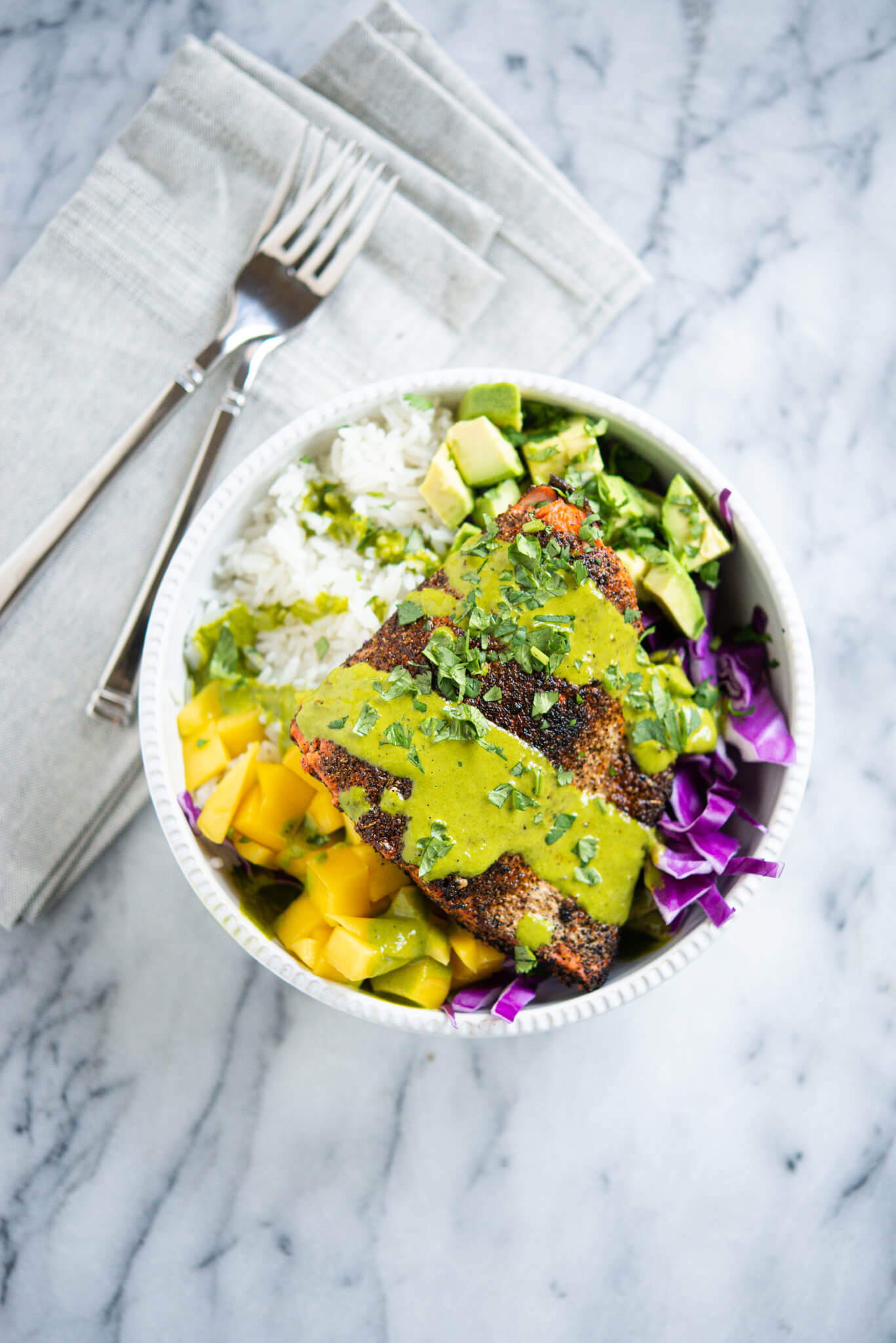 blackened salmon bowl from fed and fit_healthy bowl recipes