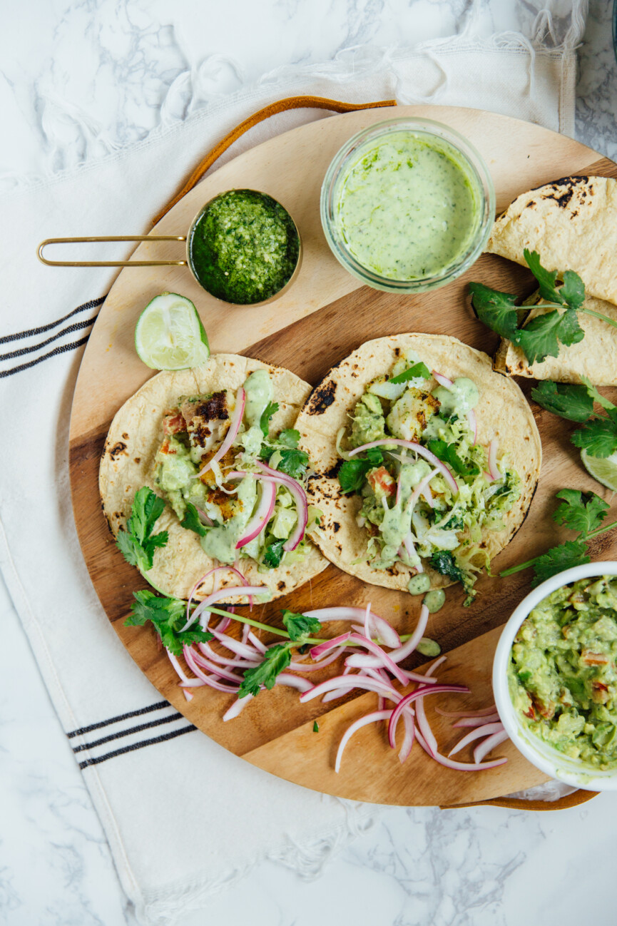 chimichurri fish tacos