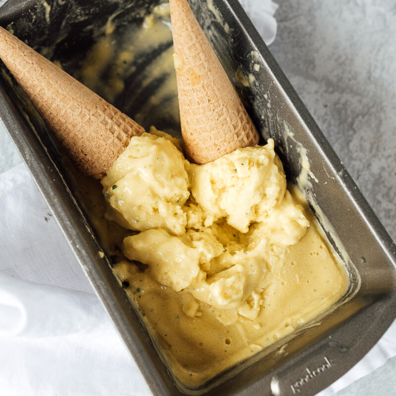 simple mango basil ice cream