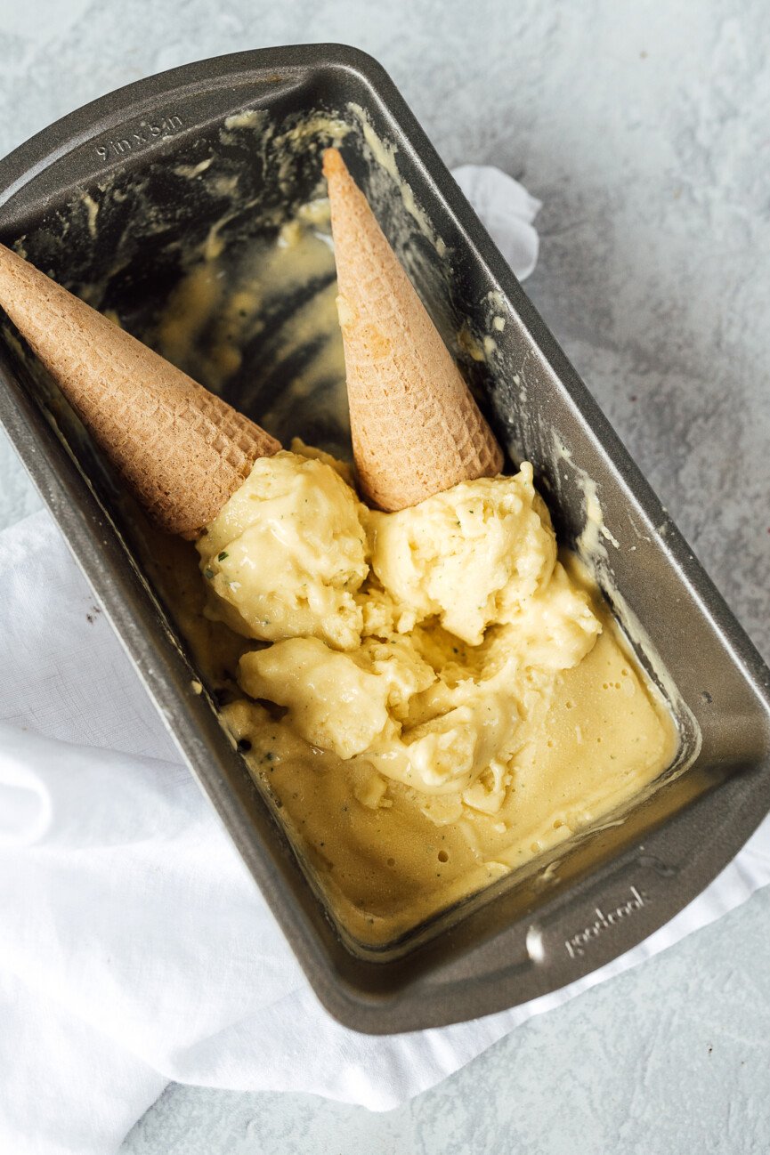 simple mango basil ice cream