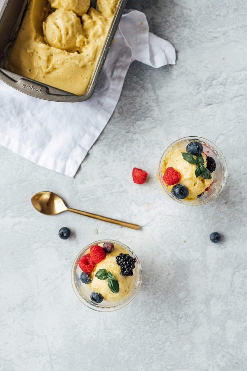 vegan mango basil ice cream
