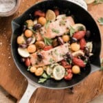 mediterranean baked salmon with tomatoes, capers, and olives