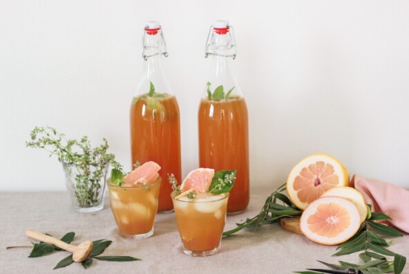 kombucha, drinks, summer, homemade, grapefruit