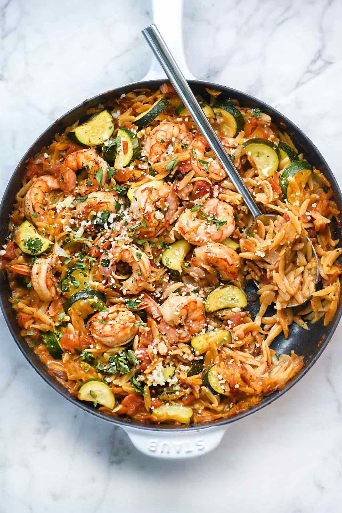 mexican shrimp and orzo with zucchini from foodie crush