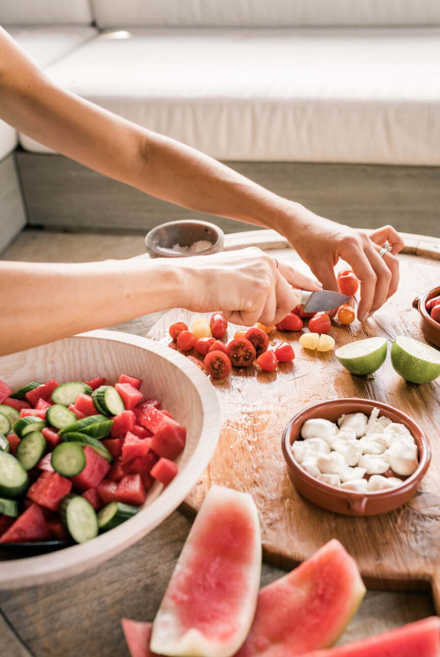 watermelon tomato caprese with mint