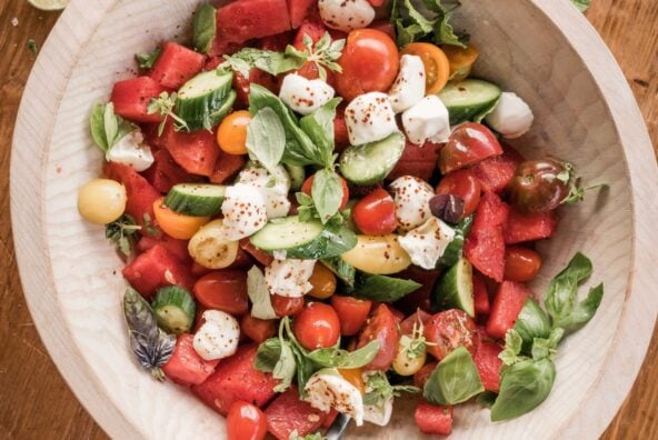 watermelon tomato caprese salad