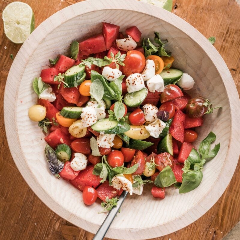 watermelon tomato caprese salad