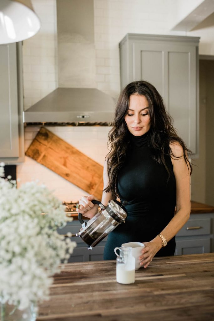 nicole trunfio making coffee at home in texas